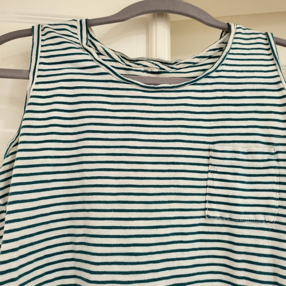Madewell Women's Green and White 100% Cotton Striped Pocket Muscle Tank Size XXS - Picture 6 of 6